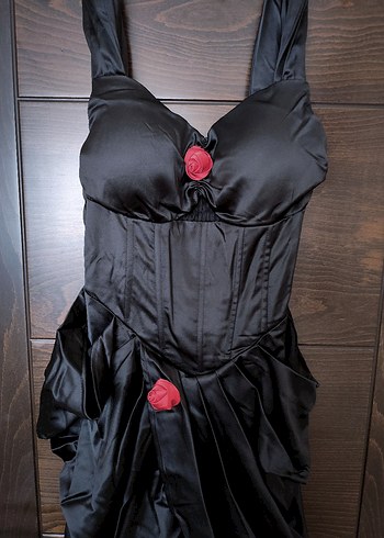 Siyah Drapeli Uzun Kadın Elbise - Görsel 5