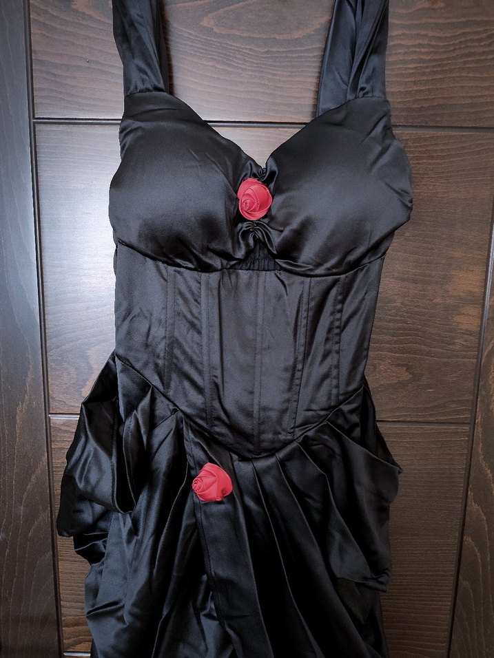 Siyah Drapeli Uzun Kadın Elbise - Görsel 5