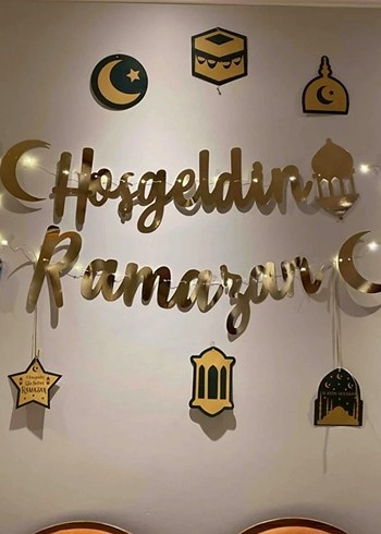 Altın Renk Hoşgeldin Ramazan Süsleme Seti - Görsel 2