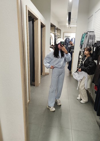 Gri Denim Kadın Sweatshirt ve Pantolon Takımı