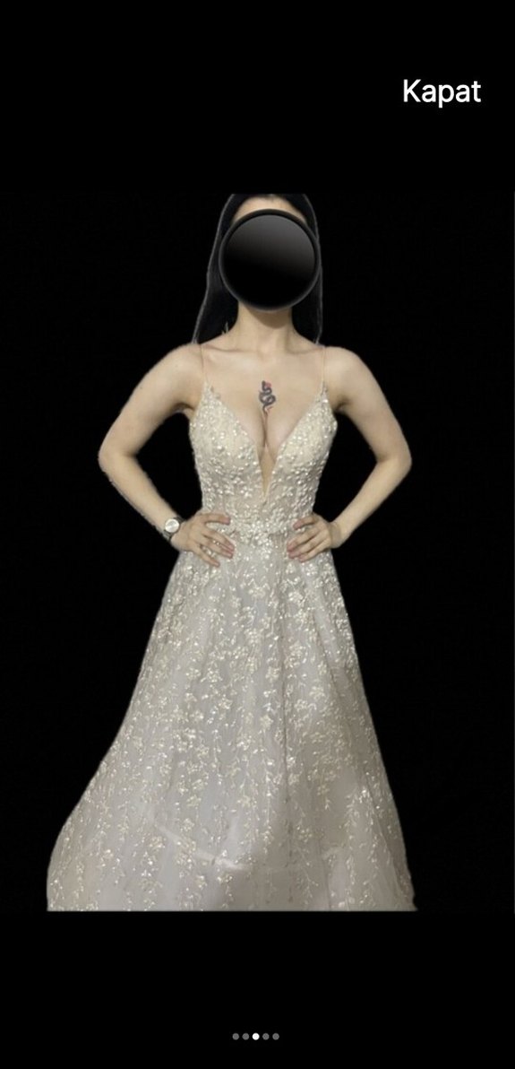 Beyaz Straplez A Kesim Uzun Gelinlik - Görsel 3