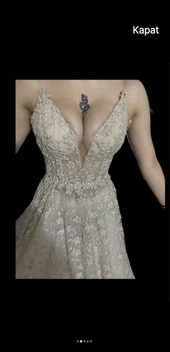 Beyaz Straplez A Kesim Uzun Gelinlik - Görsel 4