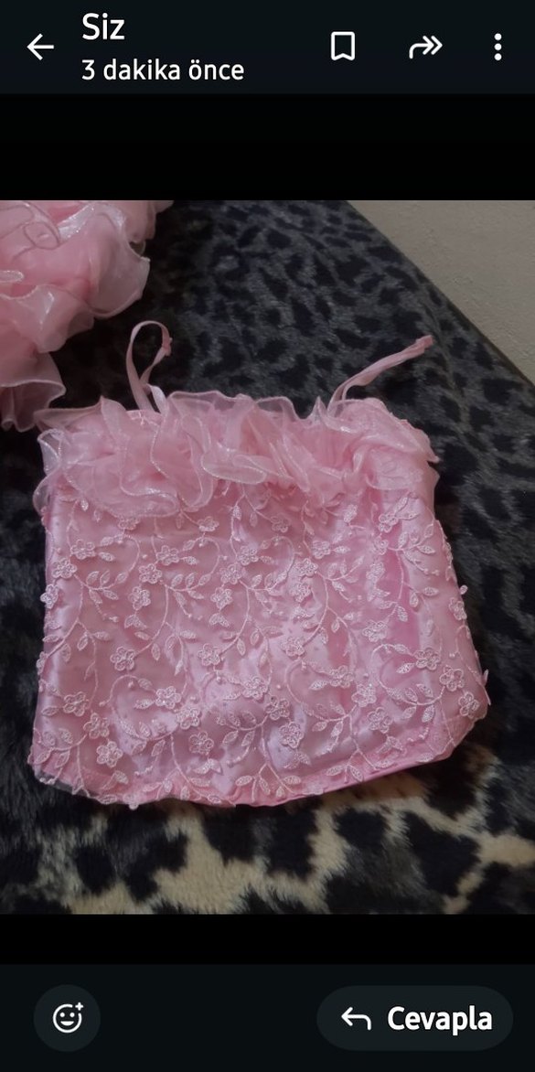 Pembe Uzun Askılı Nakışlı Kız Elbise - Görsel 4