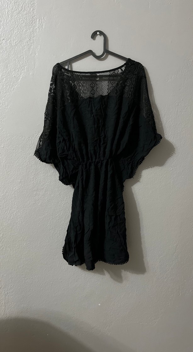 Siyah Midi Gotik Kadın Elbise - Görsel 5