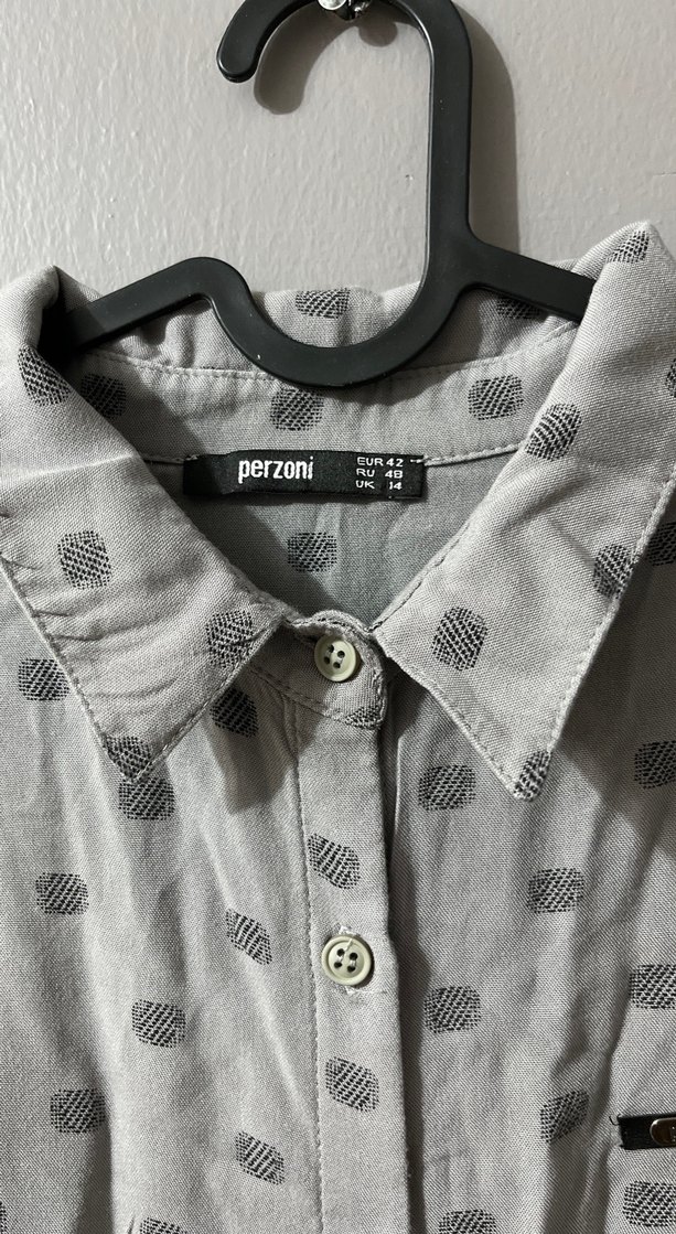 Düğmeli Gri Kadın Keten Tulum - Görsel 3