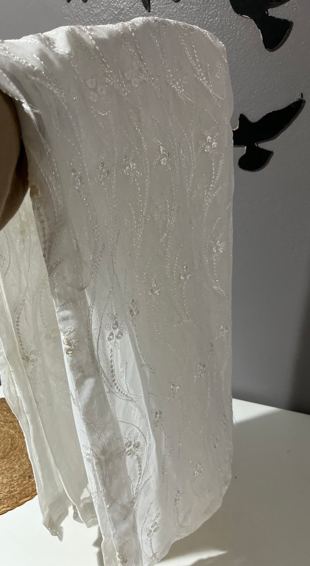 İşlemeli Beyaz Perde - Klasik Stil - Görsel 4