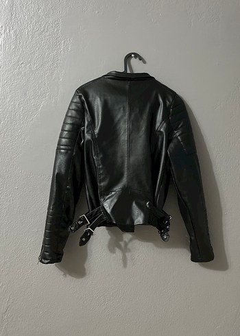 Siyah Deri Biker Ceket - Görsel 4