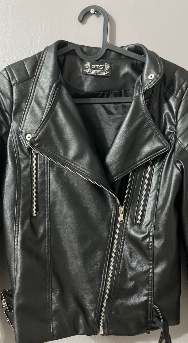 Siyah Deri Biker Ceket - Görsel 3