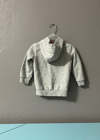 Kapüşonlu Fermuarlı Gri Erkek Çocuk Sweatshirt - Görsel 3