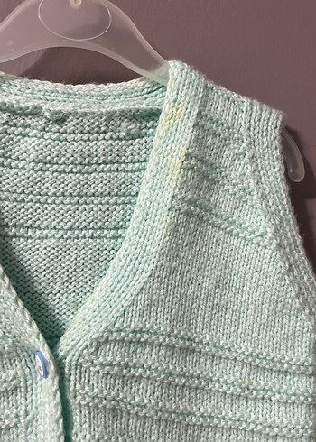 Kız Çocuk Turkuaz V Yaka Örgü Süveter - Görsel 3