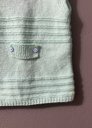 Kız Çocuk Turkuaz V Yaka Örgü Süveter - Görsel 6