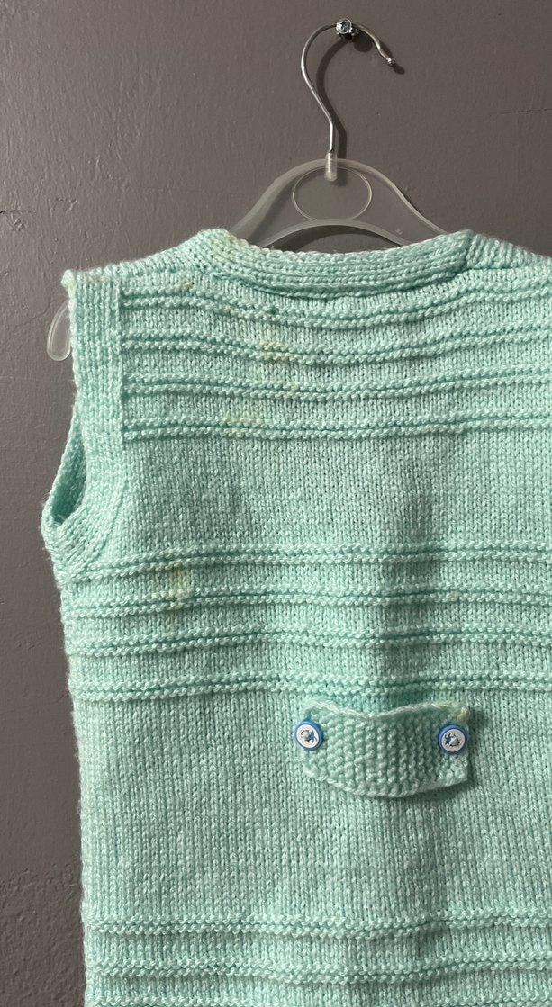 Kız Çocuk Turkuaz V Yaka Örgü Süveter - Görsel 5