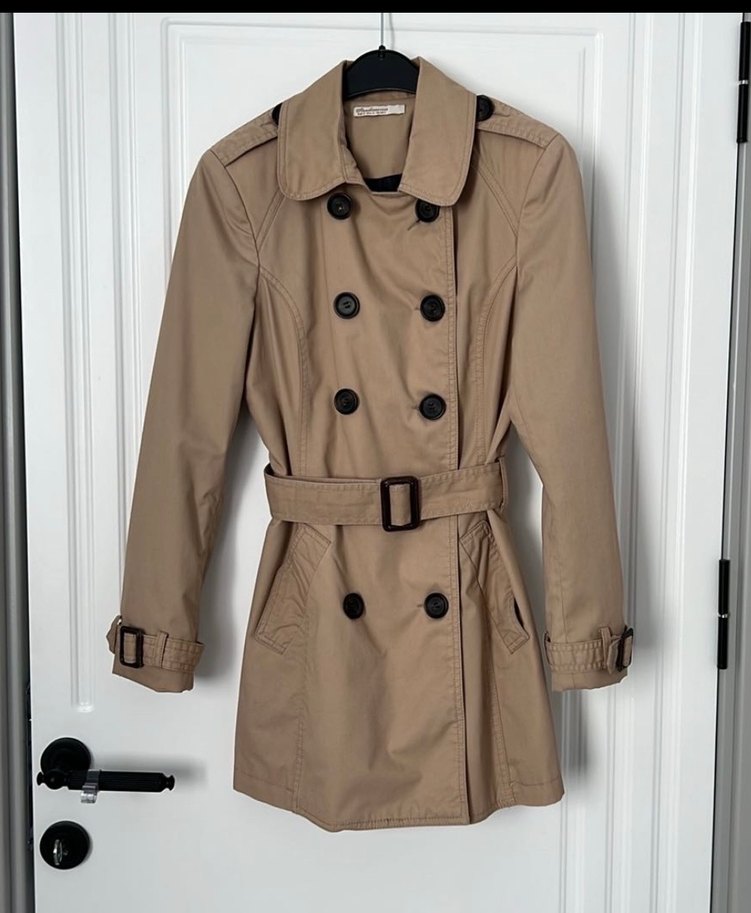 Düğmeli Bej Midi Trençkot - Görsel 3