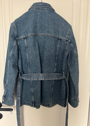 mango 36 beden Mavi Kot Ceket, Kemerli, Normal Boy - Görsel 3