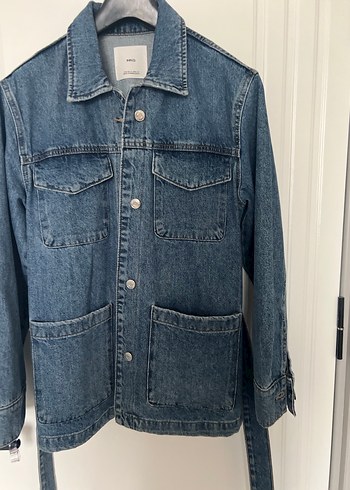 mango 36 beden Mavi Kot Ceket, Kemerli, Normal Boy - Görsel 4