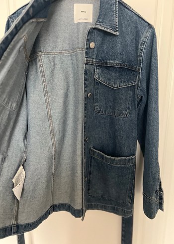 mango 36 beden Mavi Kot Ceket, Kemerli, Normal Boy - Görsel 6