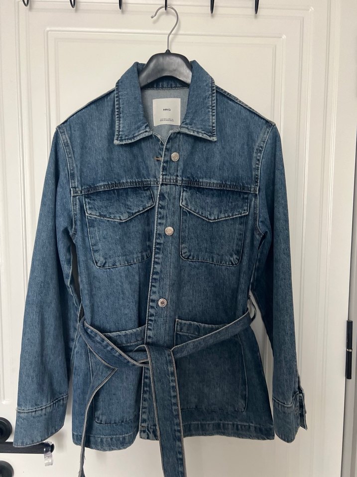 mango 36 beden Mavi Kot Ceket, Kemerli, Normal Boy - Görsel 2