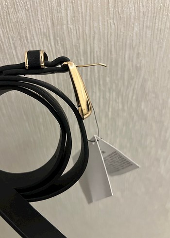 zara Altın Tokalı Koyu Deri Kadın Kemer - Görsel 2