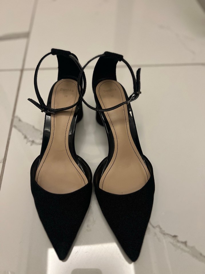bershka Siyah Süet Tokalı Stiletto - Görsel 5