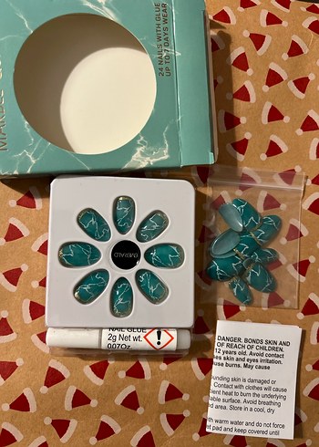 Turkuaz Mermer Desenli Tırnak Süsü - Görsel 2