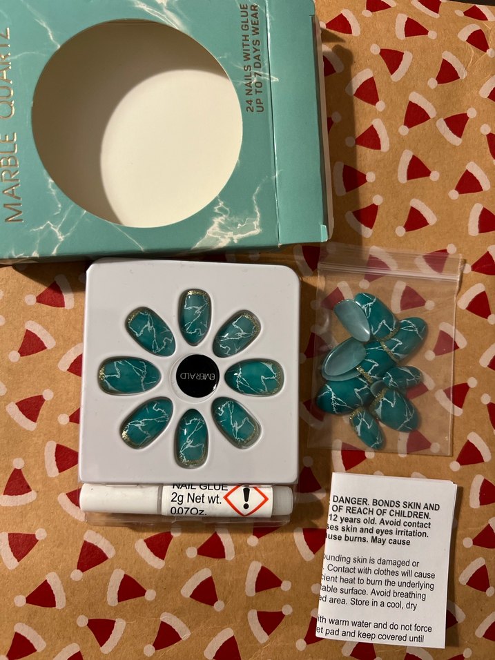 Turkuaz Mermer Desenli Tırnak Süsü - Görsel 2