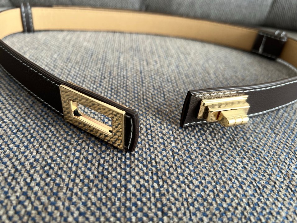 koyu kahve suni  Deri Kadın Kemer - Görsel 5