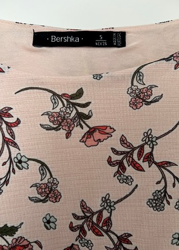 Uzun Kollu Pembe Desenli Bohem Bluz - Görsel 3