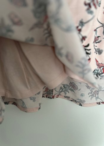 Uzun Kollu Pembe Desenli Bohem Bluz - Görsel 2