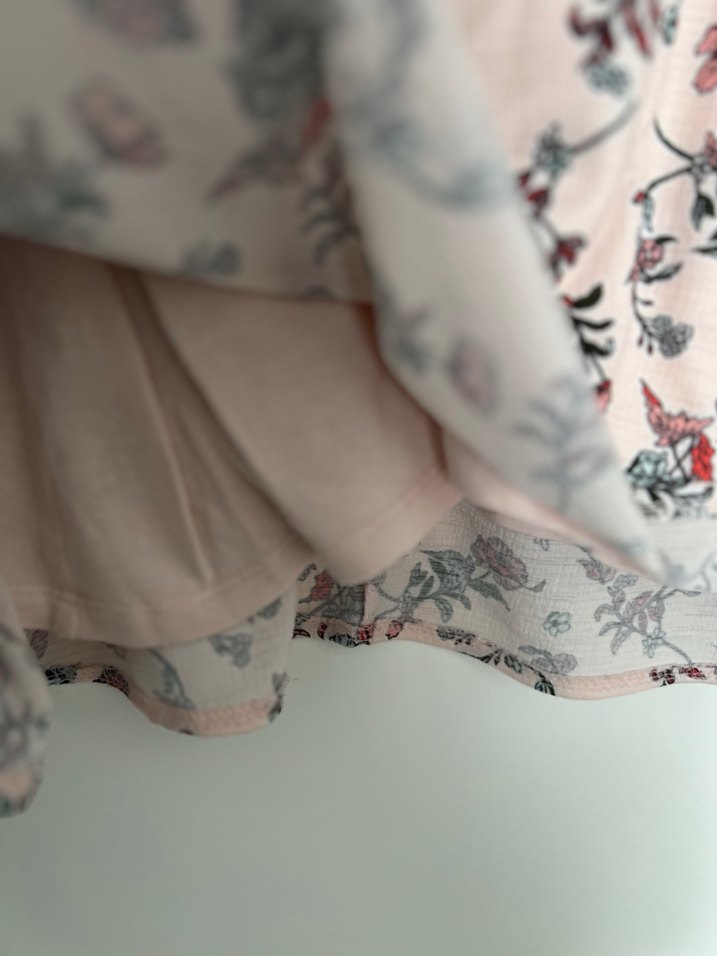 Uzun Kollu Pembe Desenli Bohem Bluz - Görsel 2