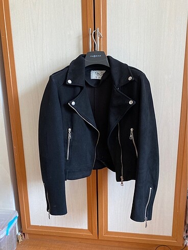 Siyah kadife biker ceket