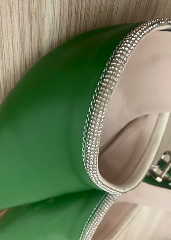 Yeşil Deri  Kadın Topuklu Ayakkabı - Görsel 3