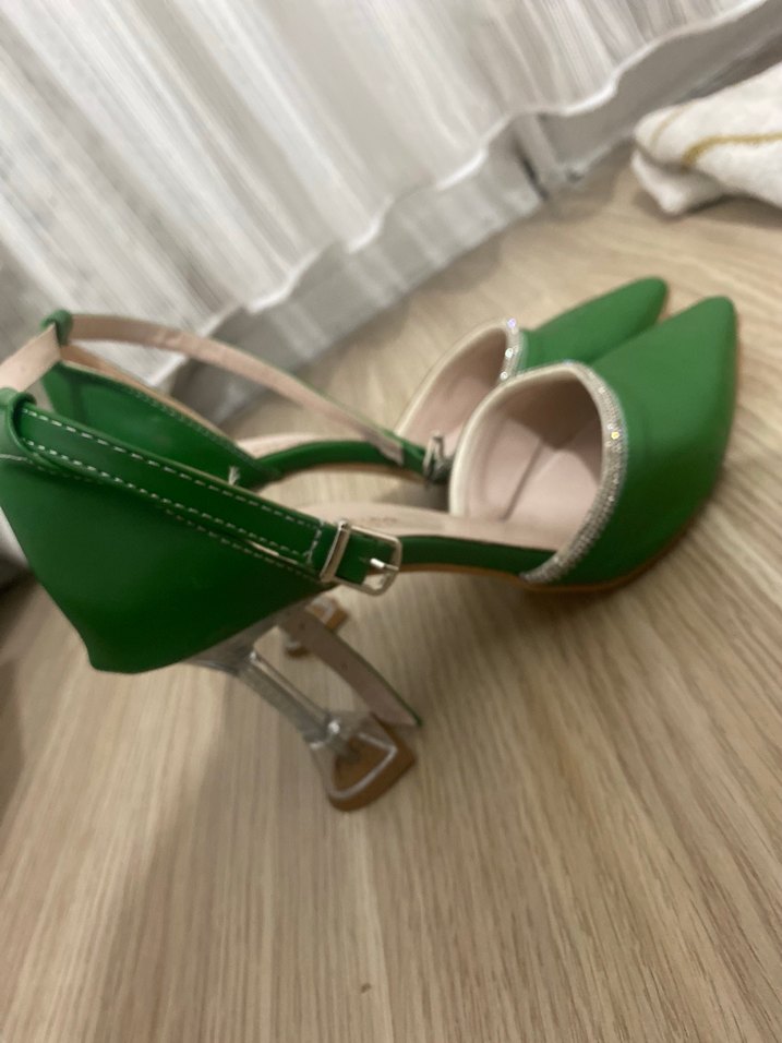 Yeşil Deri  Kadın Topuklu Ayakkabı - Görsel 2