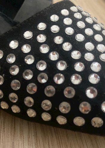 Siyah Taşlı Tokalı Topuklu Kadın Babet - Görsel 2