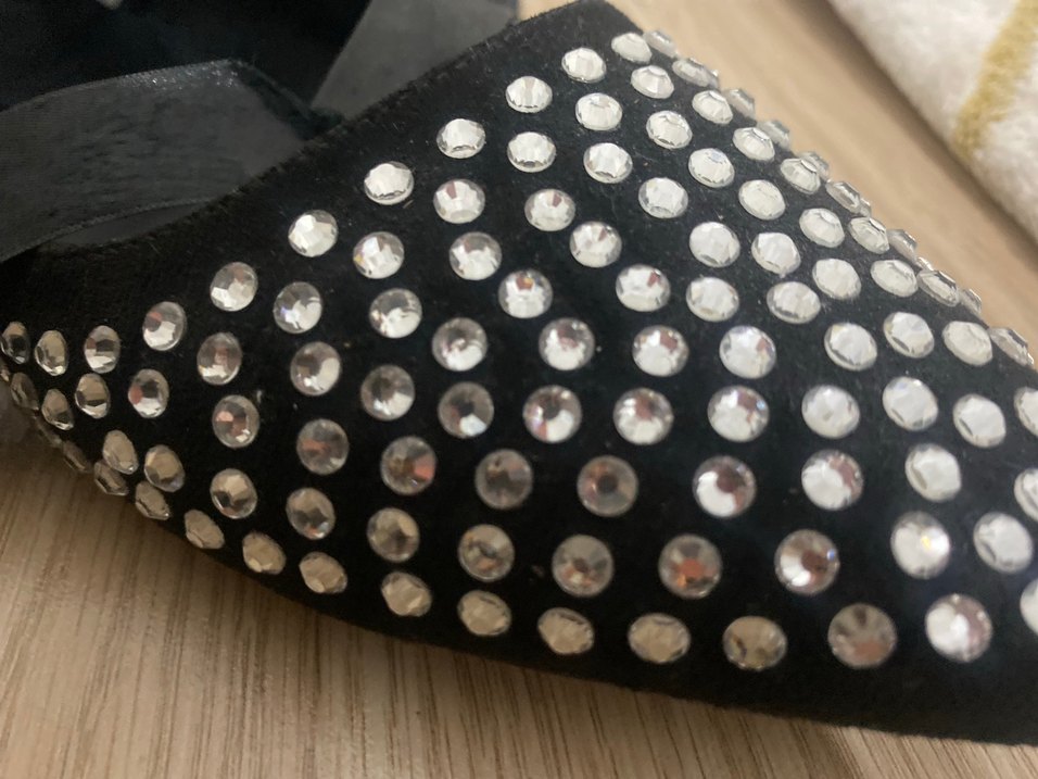 Siyah Taşlı Tokalı Topuklu Kadın Babet - Görsel 2