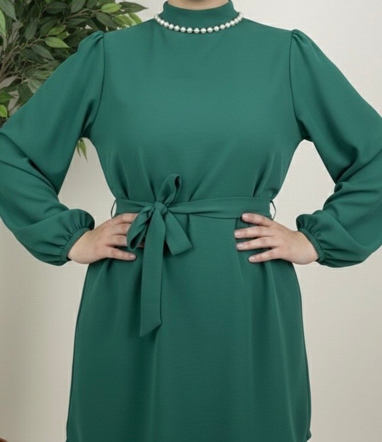 Yeşil Kemerli Uzun Kadın Takım - Görsel 3