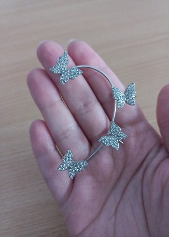 Sol Kulak Kelebek Earcuff Kıkırdak Küpe - Görsel 5