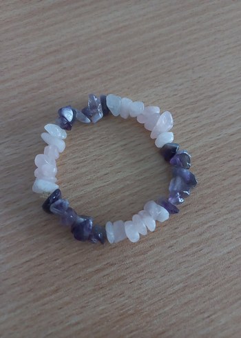 Pembe Kuvars ve Ametist Doğal Taş Bileklik - Görsel 3