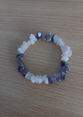 Pembe Kuvars ve Ametist Doğal Taş Bileklik - Görsel 2