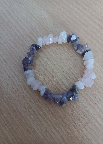 Pembe Kuvars ve Ametist Doğal Taş Bileklik - Görsel 4