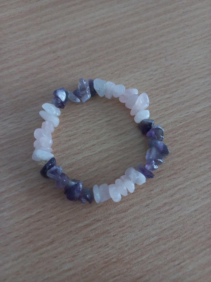 Pembe Kuvars ve Ametist Doğal Taş Bileklik - Görsel 3