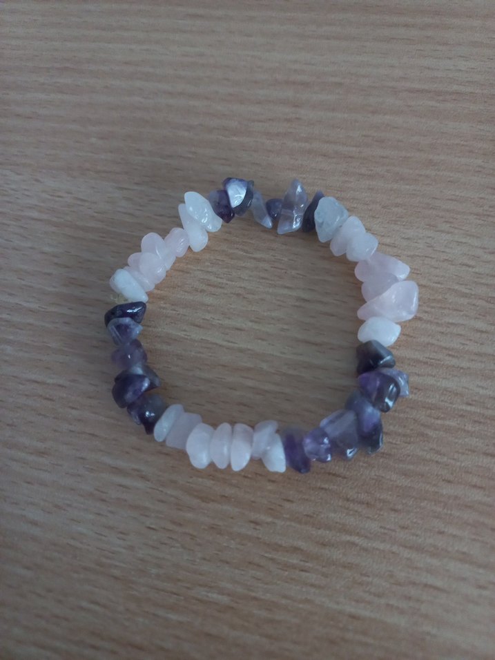 Pembe Kuvars ve Ametist Doğal Taş Bileklik - Görsel 2