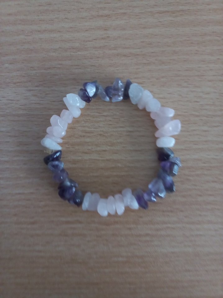 Pembe Kuvars ve Ametist Doğal Taş Bileklik - Görsel 5