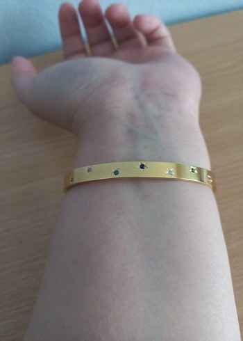 Renkli Taşlı Yıldızlı Çelik Bileklik - Görsel 3