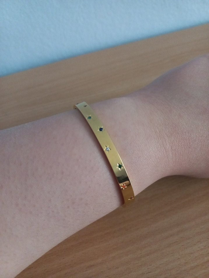 Renkli Taşlı Yıldızlı Çelik Bileklik - Görsel 4