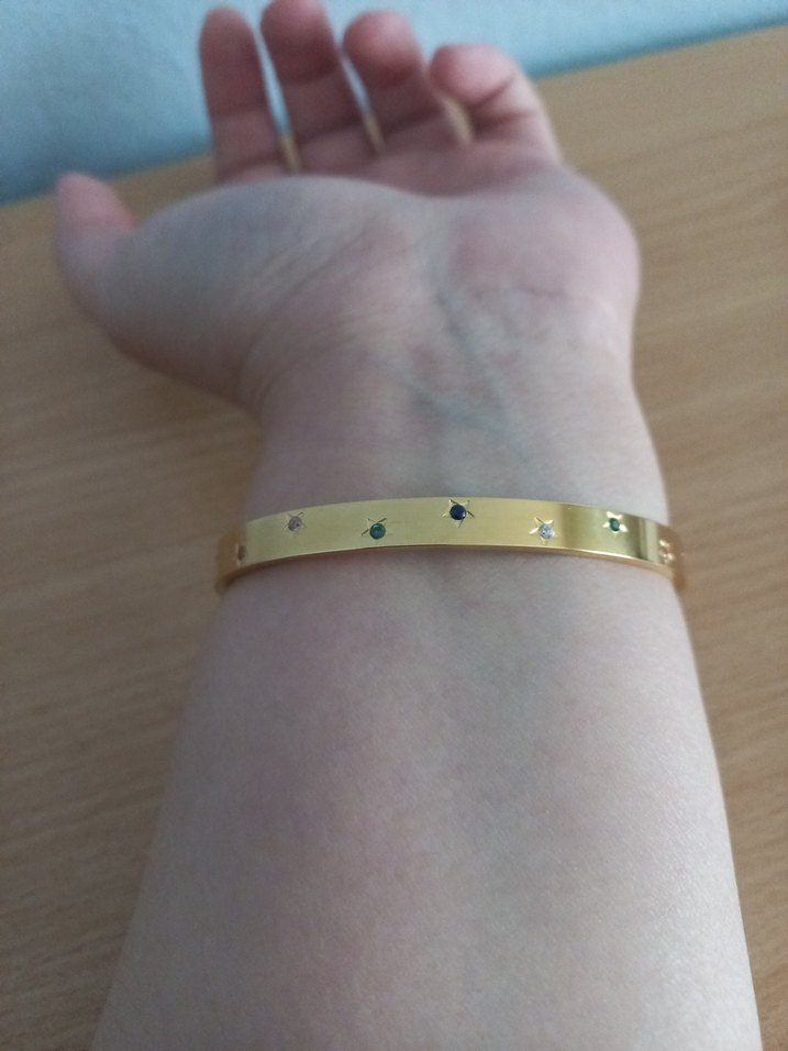 Renkli Taşlı Yıldızlı Çelik Bileklik - Görsel 3