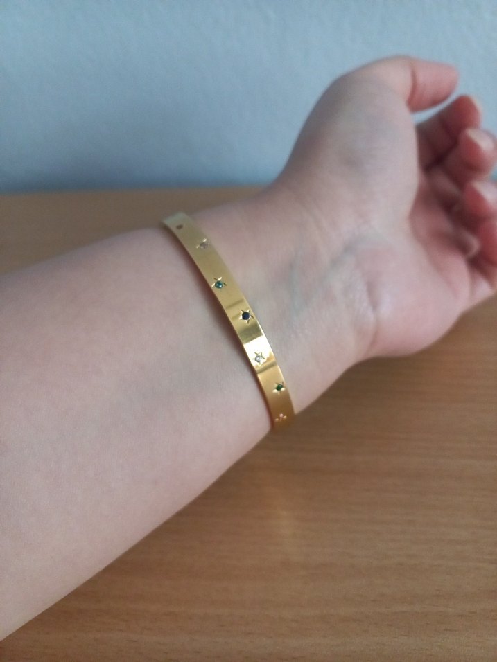 Renkli Taşlı Yıldızlı Çelik Bileklik - Görsel 2