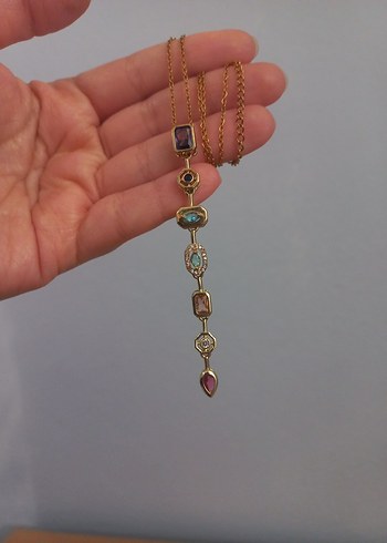 Bohem Zincir Detaylı Çok Renkli Midi Kolye - Görsel 3