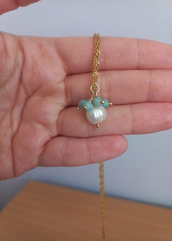 Osmanlı Doğal Taş İnci Amazonit Doğal Taş Kolye - Görsel 13