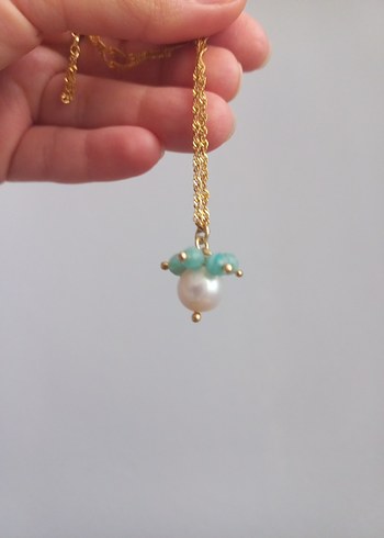 Osmanlı Doğal Taş İnci Amazonit Doğal Taş Kolye - Görsel 11