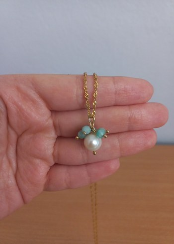Osmanlı Doğal Taş İnci Amazonit Doğal Taş Kolye - Görsel 2